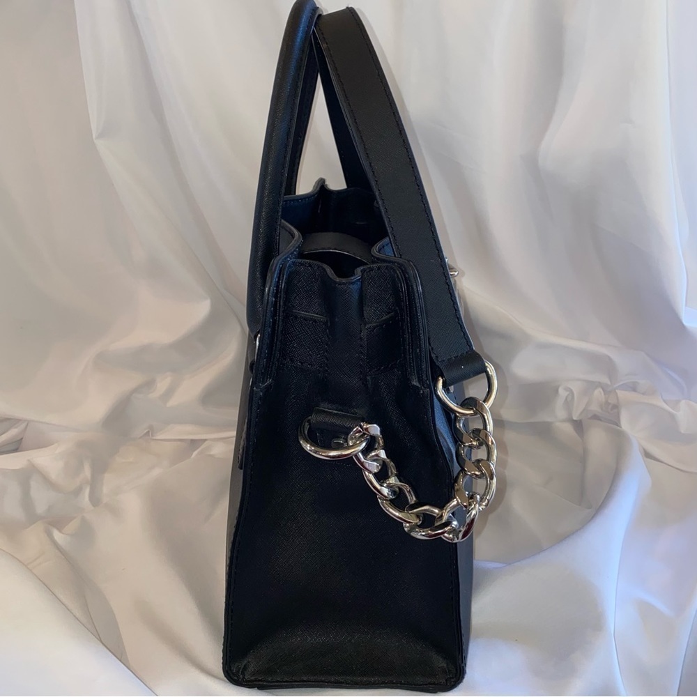Michael Kors Hamilton Saffiano Black Leather Satchel w/Crossbody Shoulder Strap - Picture 5 of 16